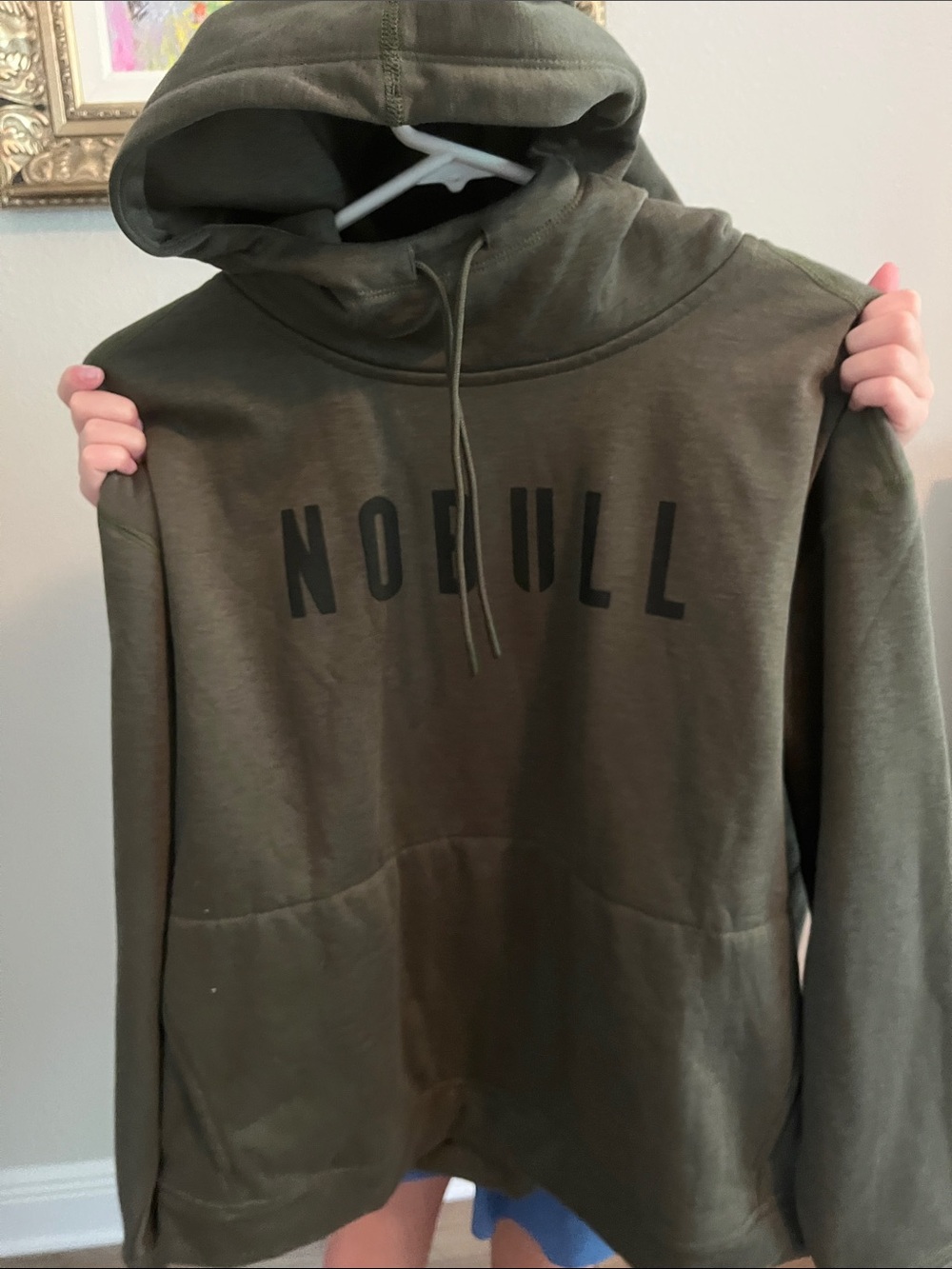 NOBULL Olive Green Crewneck Hoodie with Black Logo